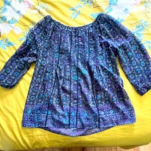 Navy floral blouse with a lot of great extra detailing